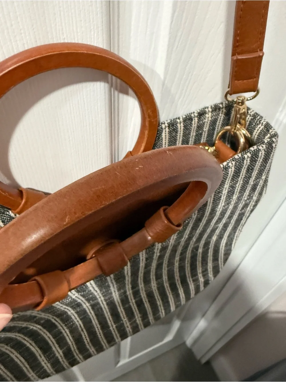 Antik Kraft Black & Tan Striped Shoulder Bag 2 purses in one - Picture 6 of 14